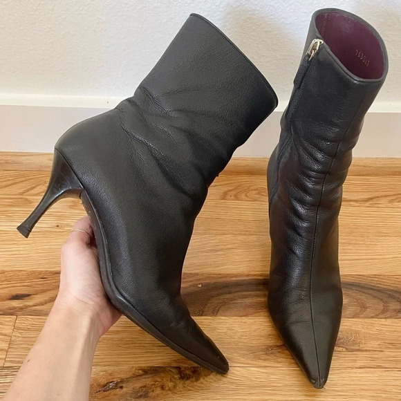 100% Authentic Designer Gucci Black Leather Boots Size 6 - Picture 1 of 15